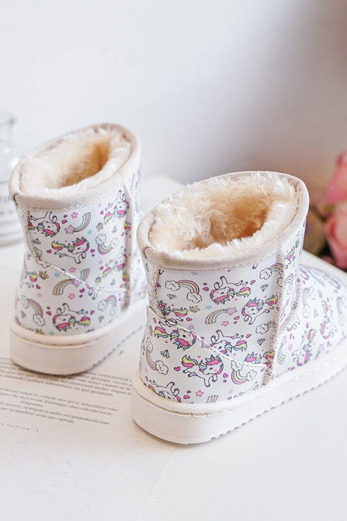 Botki Śniegowce Dziecięce Wzorzyste Beżowe Elenet