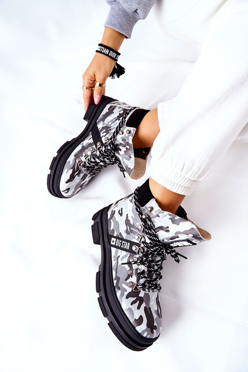 Skórzane Trapery Botki Big Star II274368 Moro Czarne