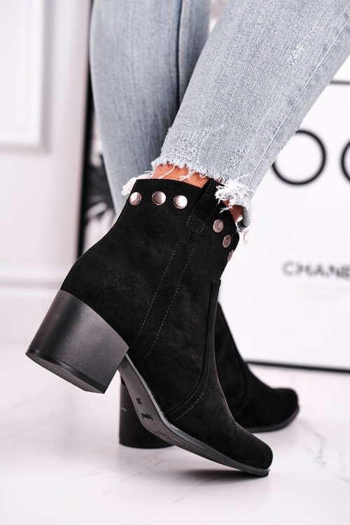 Botki Damskie Na Obcasie Sergio Leone Czarne BT617