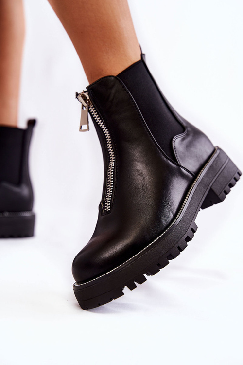 Modne Ocieplane Botki Sztyblety Czarne Madeleine