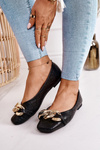 Eleganckie Pikowane Baleriny Z Łańcuchem Czarne Coco