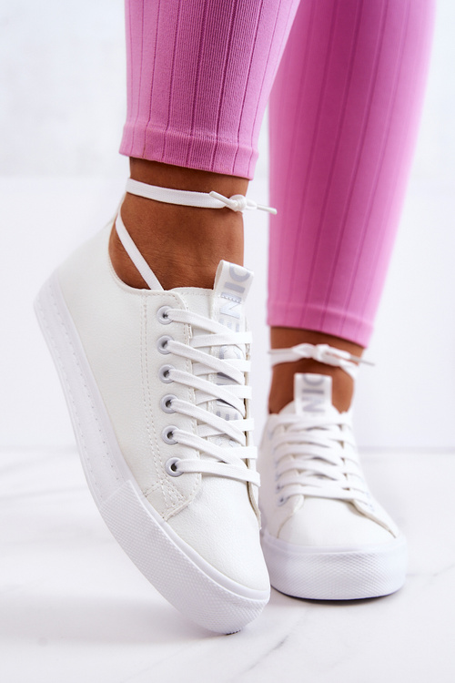 Damskie Skórzane Tenisówki Białe Mikayla