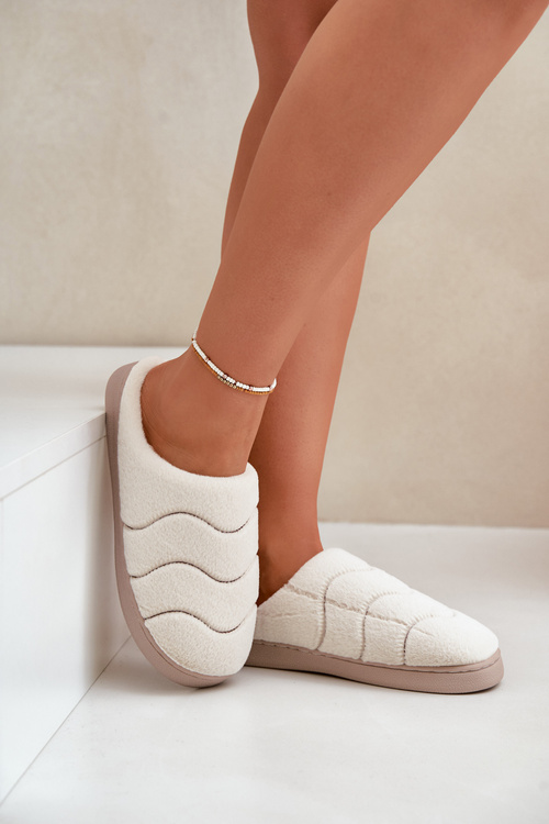 Futrzane Ciepłe Kapcie Damskie Beżowe Vamirae