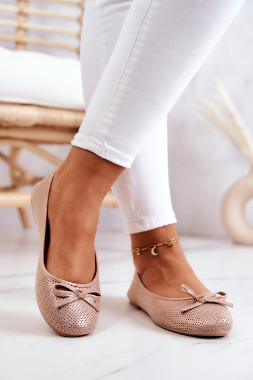 Baleriny Damskie Klasyczne Profilowana Wkładka Różowe Fimme