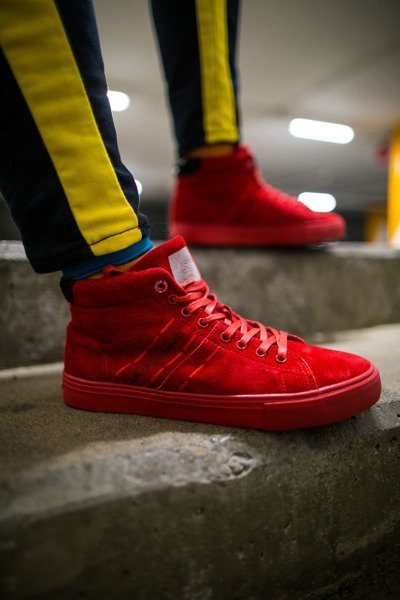 Trampki Męskie Cross Jeans Wysokie Skóra Zamsz Czerwone EE1R4055C