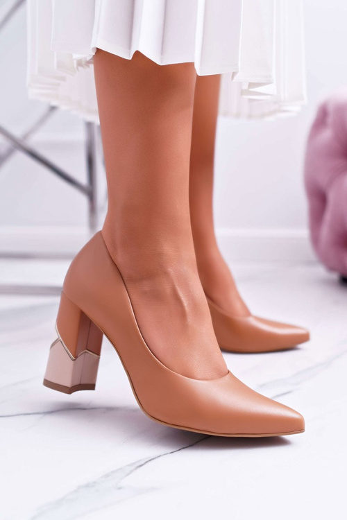 Czółenka Damskie Skórzane Laura Messi 1979 Camel