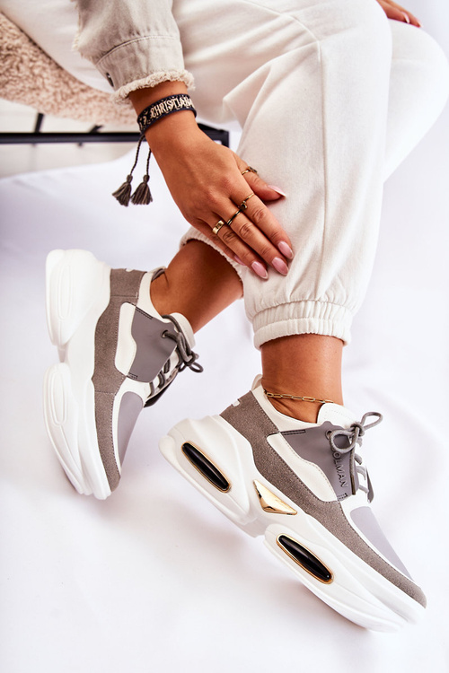 Damskie Sneakersy Sportowe Buty Biało-Szare New Horizon