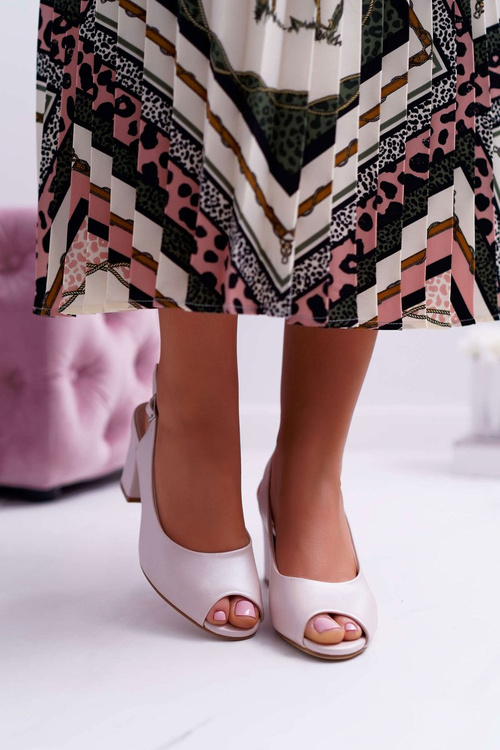 Sandały Damskie Na Słupku Sergio Leone SK765 Różowa Perła Vime