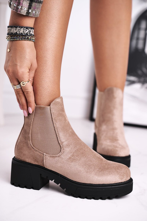 Botki Damskie Wysokie Sztyblety Sidamo Beżowe