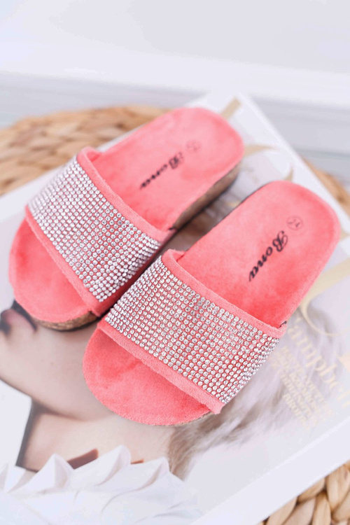 Dziecięce Koralowe Klapki Na Korku Kryształki Malena