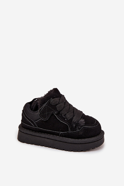 Dziecięce Sneakersy Ocieplane Futerkiem Czarne Mireen