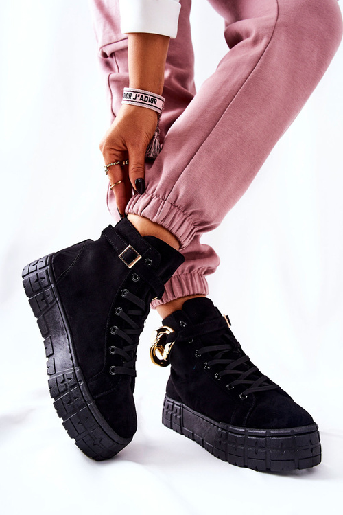 Wysokie Trampki Na Platformie Czarne Evenia