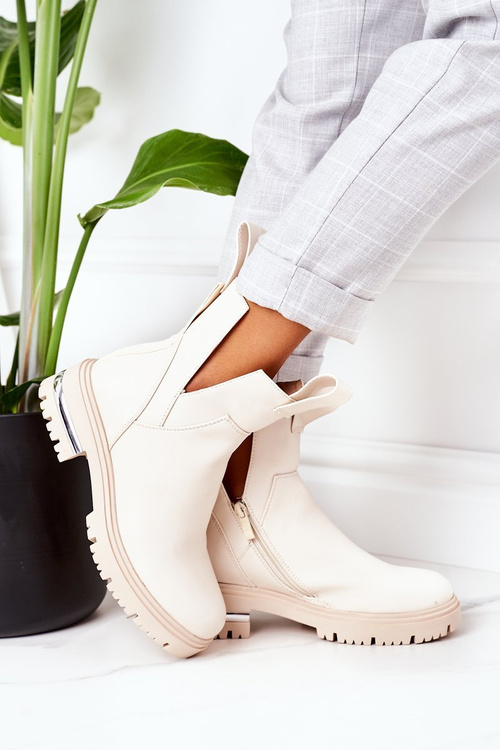 Ocieplane Botki Sztyblety Beżowe Rock It