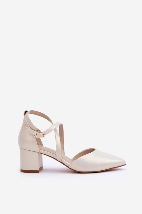 Czółenka Na Słupku Z Eko Skóry Sergio Leone SK830 Perłowe