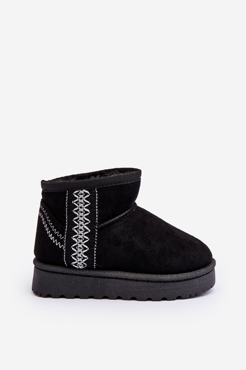 Śniegowce Botki Ocieplane Dziecięce Czarne Leonora