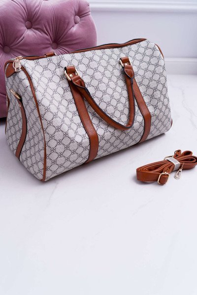 Torba Damska Duża Kuferek Brązowo Beżowa