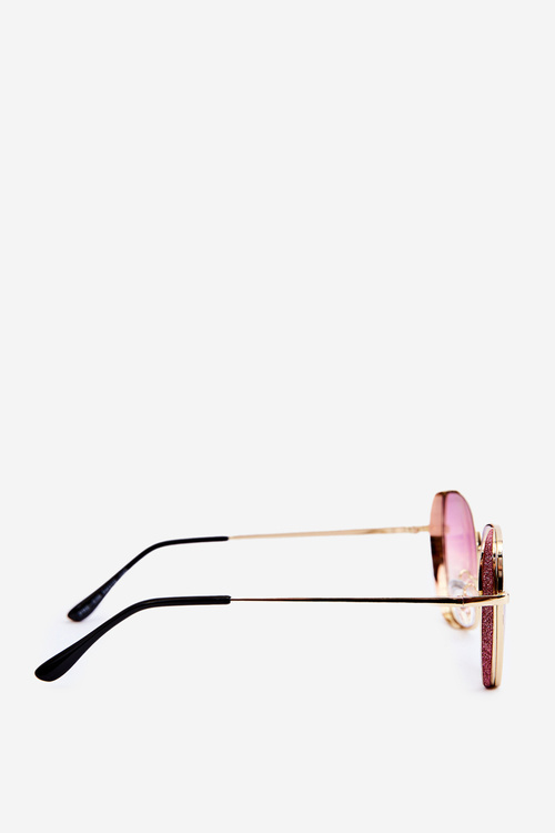 Okulary Przeciwsłoneczne Damskie Z Brokatowymi Wstawkami UV400 Różowe