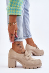 Zamszowe Półbuty Na Słupku I Platformie Jasnobeżowe Lemar Arabell