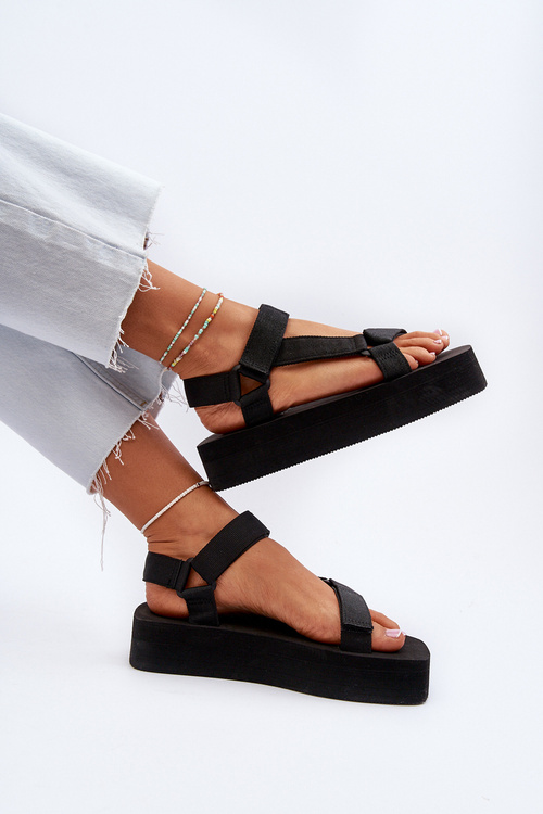 Sandały Damskie Na Platformie Czarne Edireda