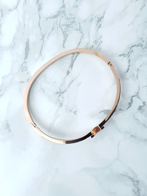 Damska Bransoleta Stalowa Cyrkonie Różowe Złoto Milo