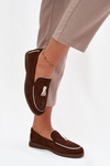 Mokasyny Loafersy Damskie Z Eko Zamszu Czekoladowe Darwen