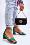 Satynowe Sandały Na Niskim Obcasie Zielone Juliet
