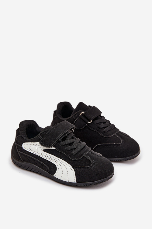 Buty Sportowe Dziecięce Z Rzepem Czarno-Białe Perrin