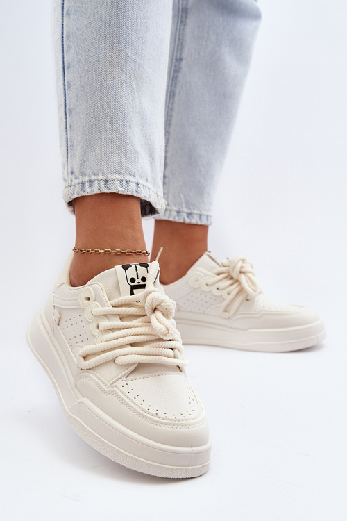 Damskie Sneakersy Eko Skórzane Beżowe Avanalis