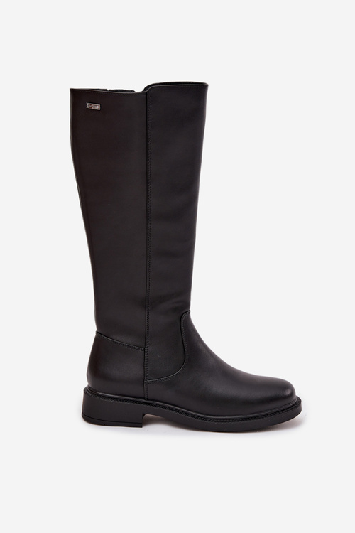 Skórzane Kozaki Damskie Ocieplane Na Płaskim Obcasie Sergio Leone KZ25600-S Czarne