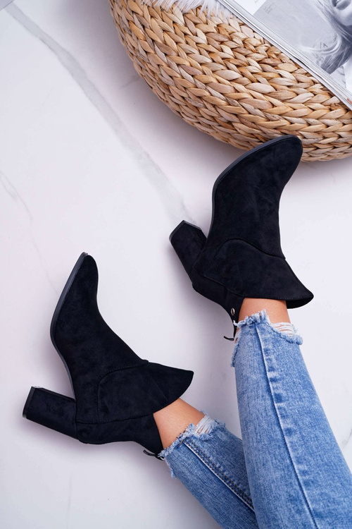 Botki Damskie Na Obcasie Sergio Leone Czarne BT525