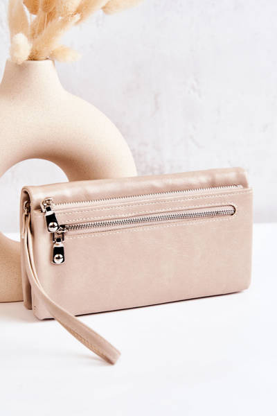 Duży Skórzany Portfel Beżowy Rhodes