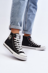 Damskie Klasyczne Wysokie Trampki Big Star T274027 Czarne