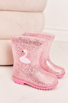Dziecięce Brokatowe Kalosze Z Łabędziem Różowe