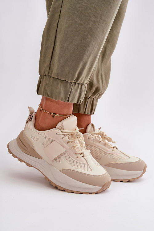 Sneakersy Damskie Na Platformie Beżowe Nevelaine