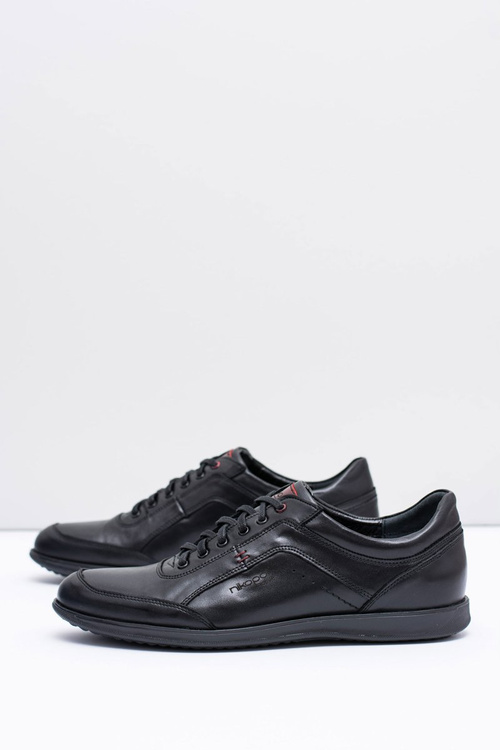 Męskie Czarne Skórzane Półbuty Nikopol Casual Polver