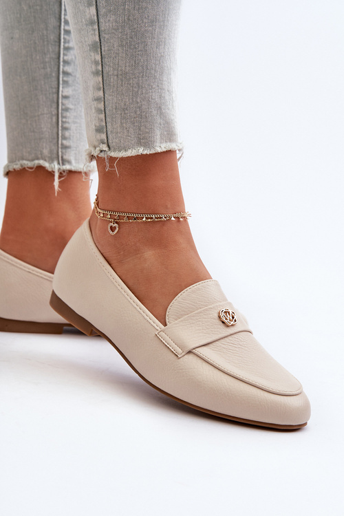 Mokasyny Damskie Na Płaskim Obcasie Beżowe Sylvaine