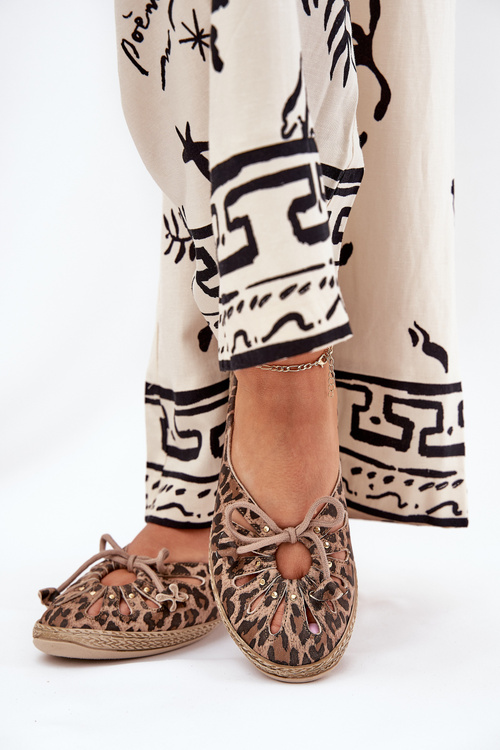 Płaskie Baleriny Z Naturalnej Skóry Panterka Zazoo 10179 Brązowe