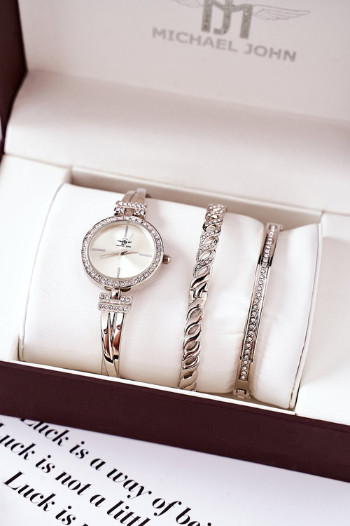 Zestaw Zegarek i Dwie Bransoletki Michael John Srebrny