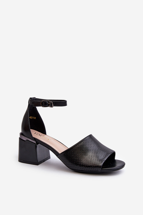 Sandały Damskie Na Obcasie Z Eko Skóry Czarne Horissa