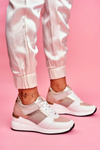 Sportowe Damskie Buty Sneakersy Biało Różowe Dillion