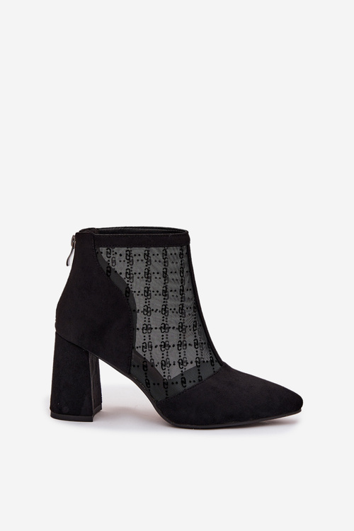 Botki Damskie Na Słupku Z Siateczką D&A LZ52-944 Czarne