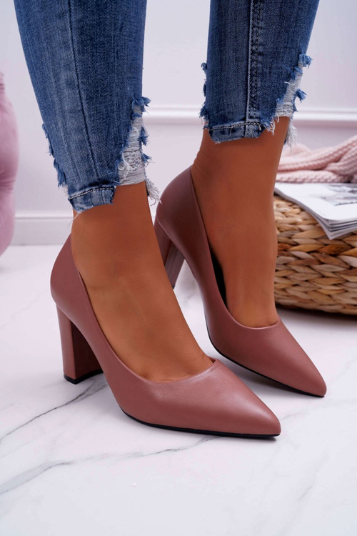 Czółenka Damskie Na Słupku Ciemny Róż Femmini