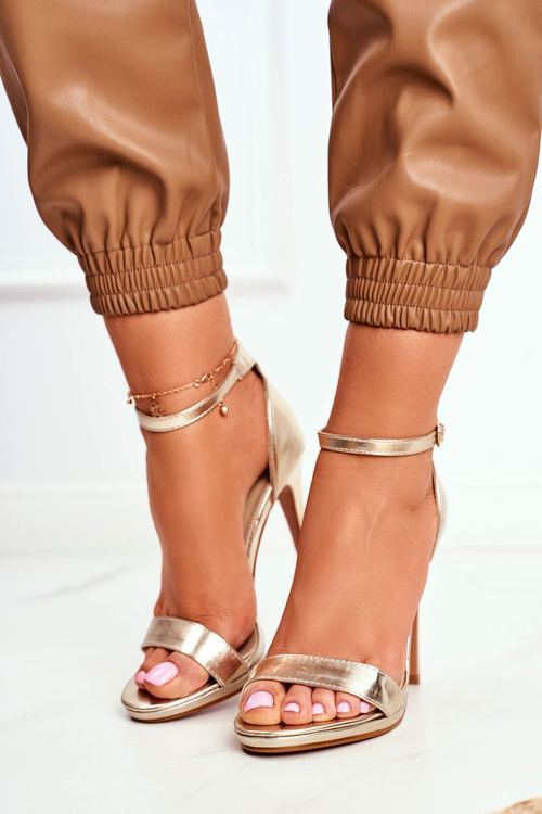 Sandały Damskie Na Szpilce Złote Frenzy