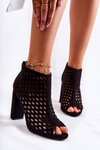 Zamszowe Ażurowe Botki Czarne Jenissa