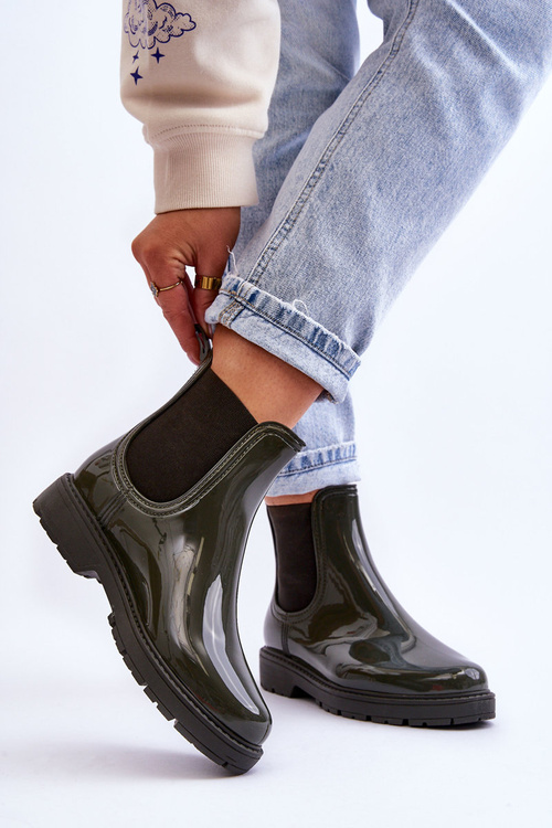 Damskie Wsuwane Kalosze Sztyblety Ciemnozielone Larone