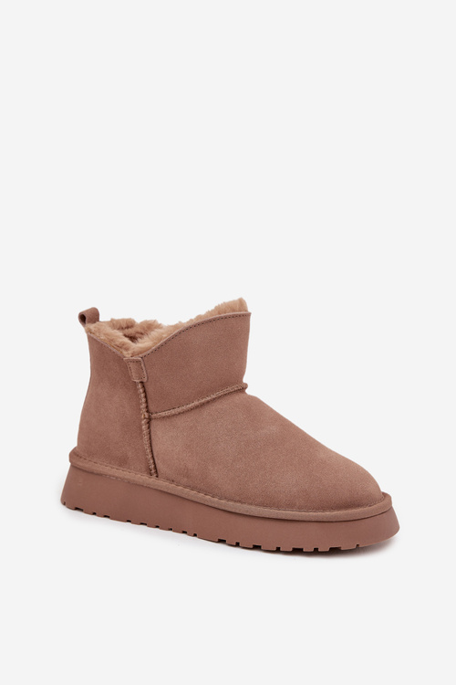 Śniegowce Z Naturalnego Zamszu Ocieplane Futerkiem Vinceza 97961 Beżowe