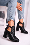 Botki Damskie Na Słupku Pikowane Z Wycięciami Czarne Dreams