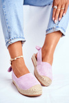 Espadryle Damskie Zamszowe Fioletowe Kontres