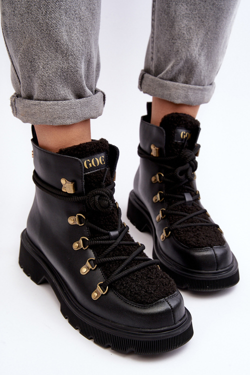 Skórzane Botki Trapery Damskie GOE MM2N4082 Czarne