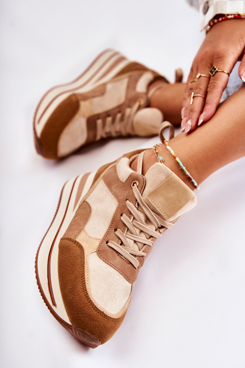 Damskie Zamszowe Buty Sportowe Brązowo-Beżowe Elisse